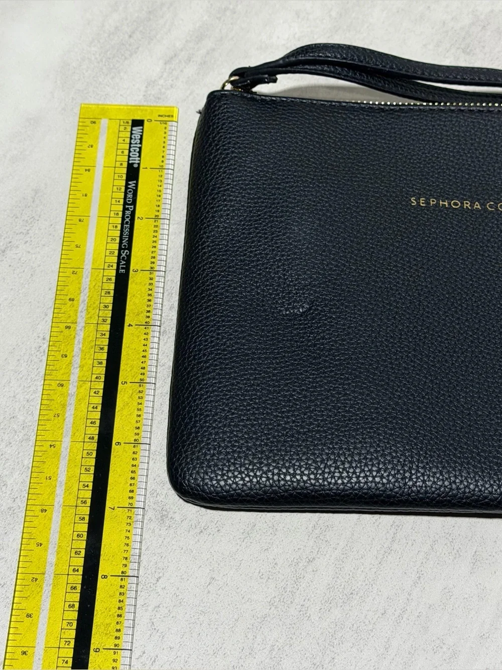 Sephora Collection Black Pebbled Wristlet Cosmetic Bag